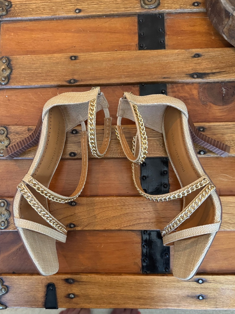 Adrienne Vittadini Geoff iStrappy Heels with Gold Chain Detail - Picture 12 of 12